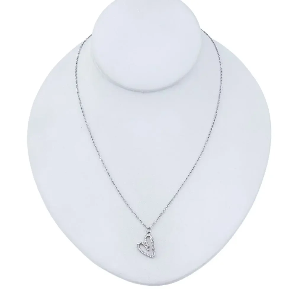 Vintage Sterling Silver 925 Heart Pendant Necklace 16.5